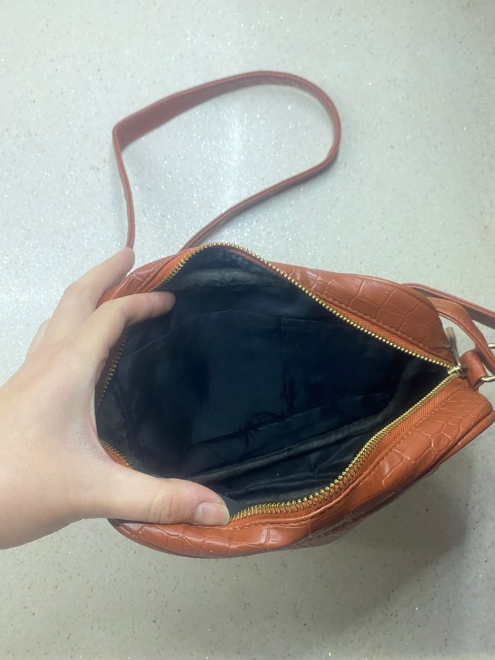 Kiremit Rengi Yılan Derisi Desenli Suni Deri Kadın Çanta - Görsel 2