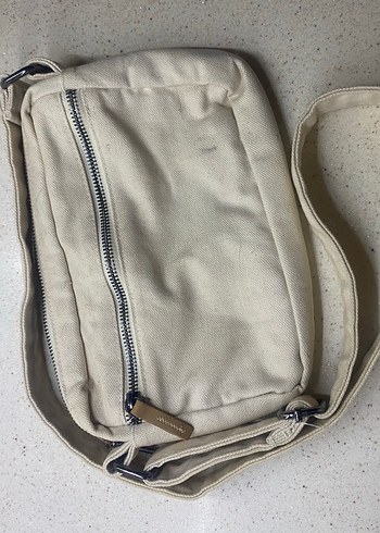 Bej Kemerli Keten Kadın Çapraz Çanta - Görsel 2