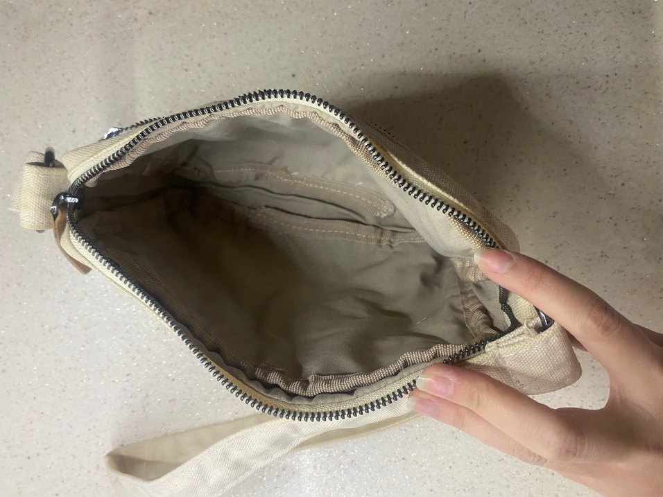 Bej Kemerli Keten Kadın Çapraz Çanta - Görsel 3