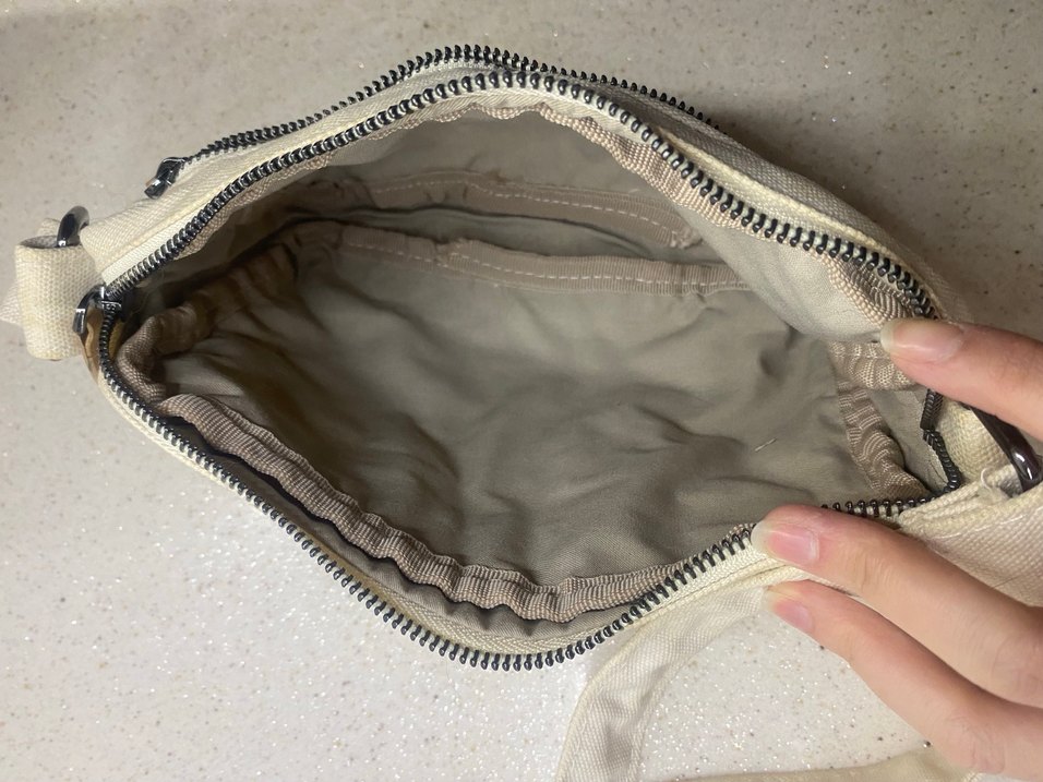 Bej Kemerli Keten Kadın Çapraz Çanta - Görsel 4