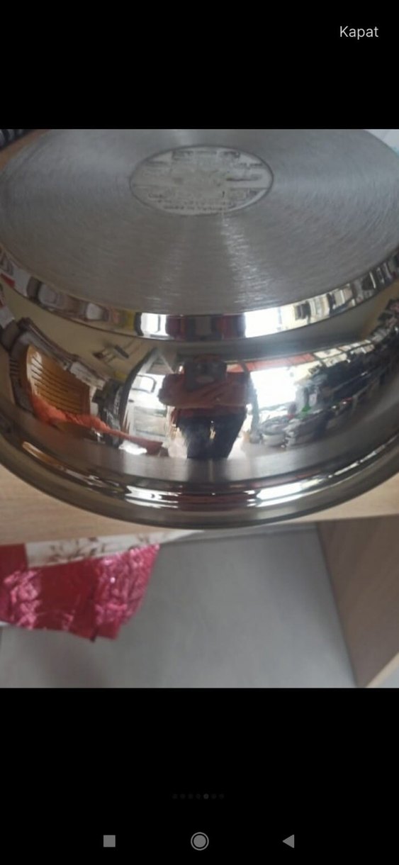 Parlak Bej Kapaklı Çelik  güveç Tencere - Görsel 4