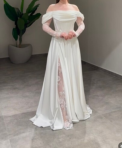 Gelinlik abiye nişan elbisesi nikah elbisesi beyaz abiye