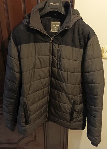 Koton Gri Fermuarlı Erkek Midi Mont