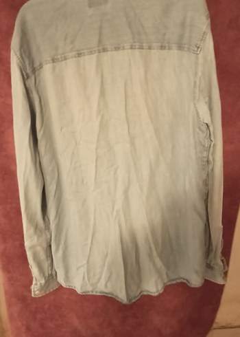 xl Beden Gri Kadın Denim Gömlek, Düğmeli, Uzun Kollu