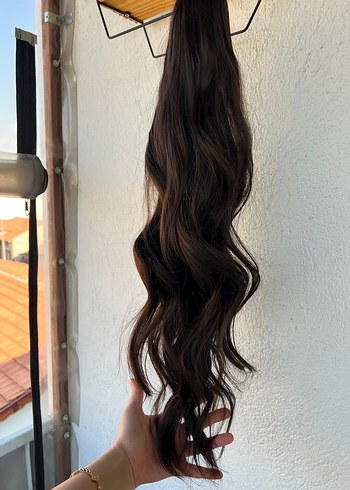 Kahverengi Püsküllü Saten Saç Tokası - Görsel 3