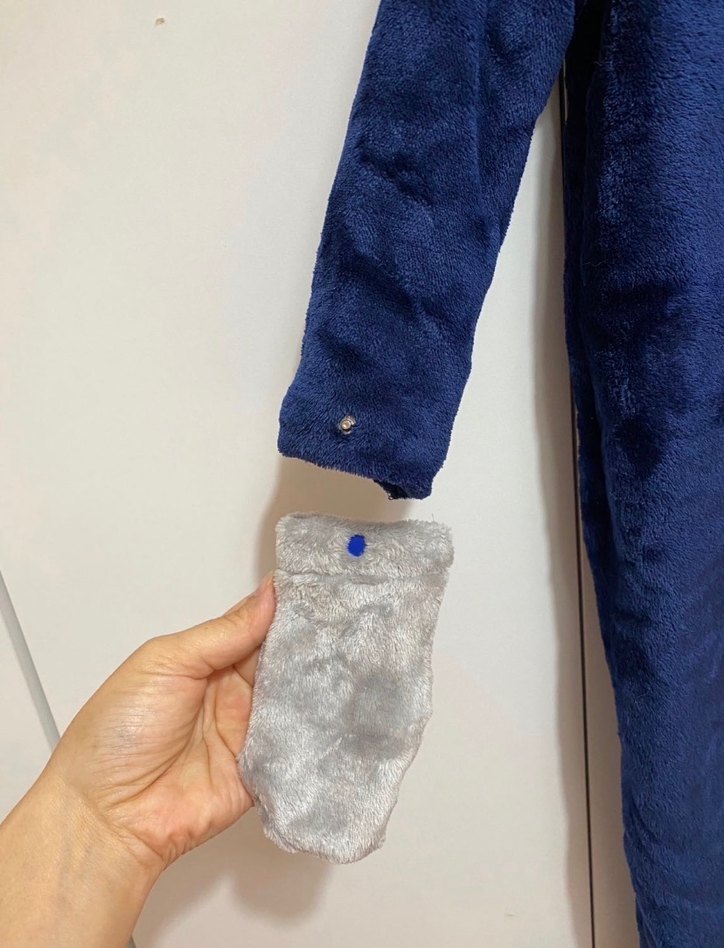 Düğmeli Mavi Gri Bebek Tulumu - Görsel 3