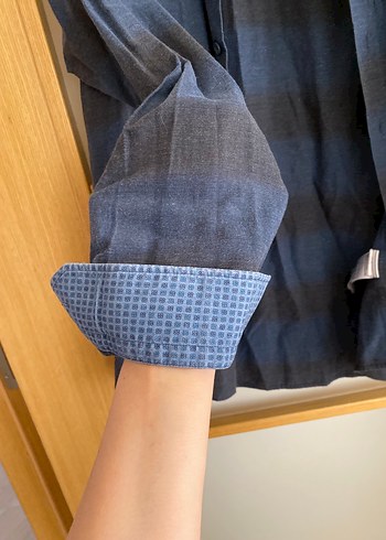 Gri Uzun Kollu Denim Erkek Gömlek - Görsel 5