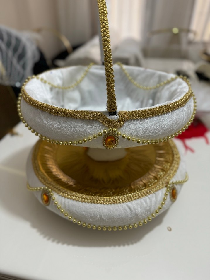 Boncuk İşlemeli Altın Renkli Düğün Aksesuar Seti - Görsel 3