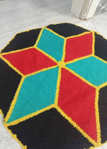 Renkli Nakışlı Örgü paspas - Görsel 3