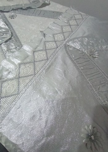 Gri Nakışlı Yatak Örtüsü Seti - Görsel 2