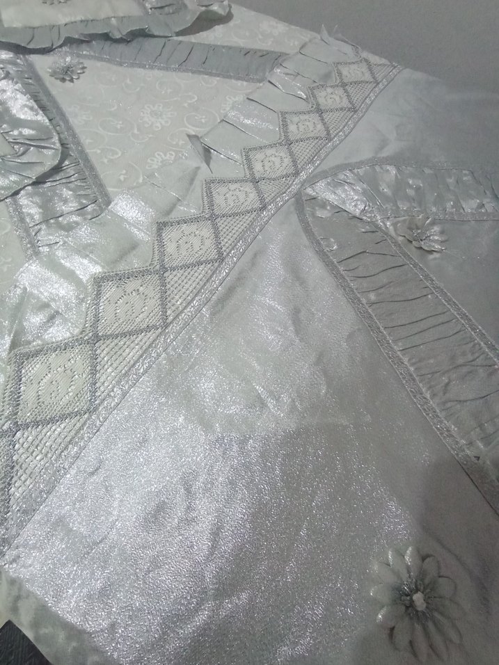 Gri Nakışlı Yatak Örtüsü Seti - Görsel 2