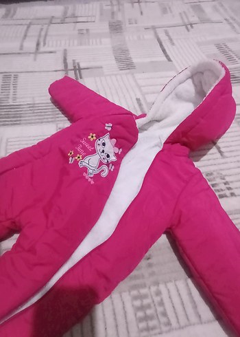 Kapüşonlu Pembe Kız Bebek Tulum - Görsel 3