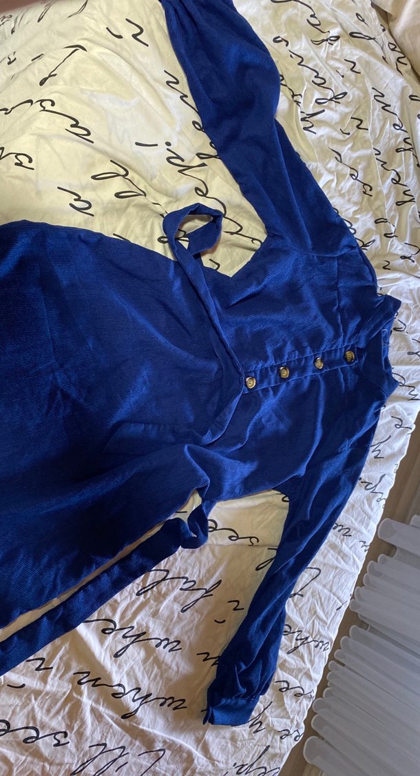 Uzun Lacivert elbise - Görsel 4