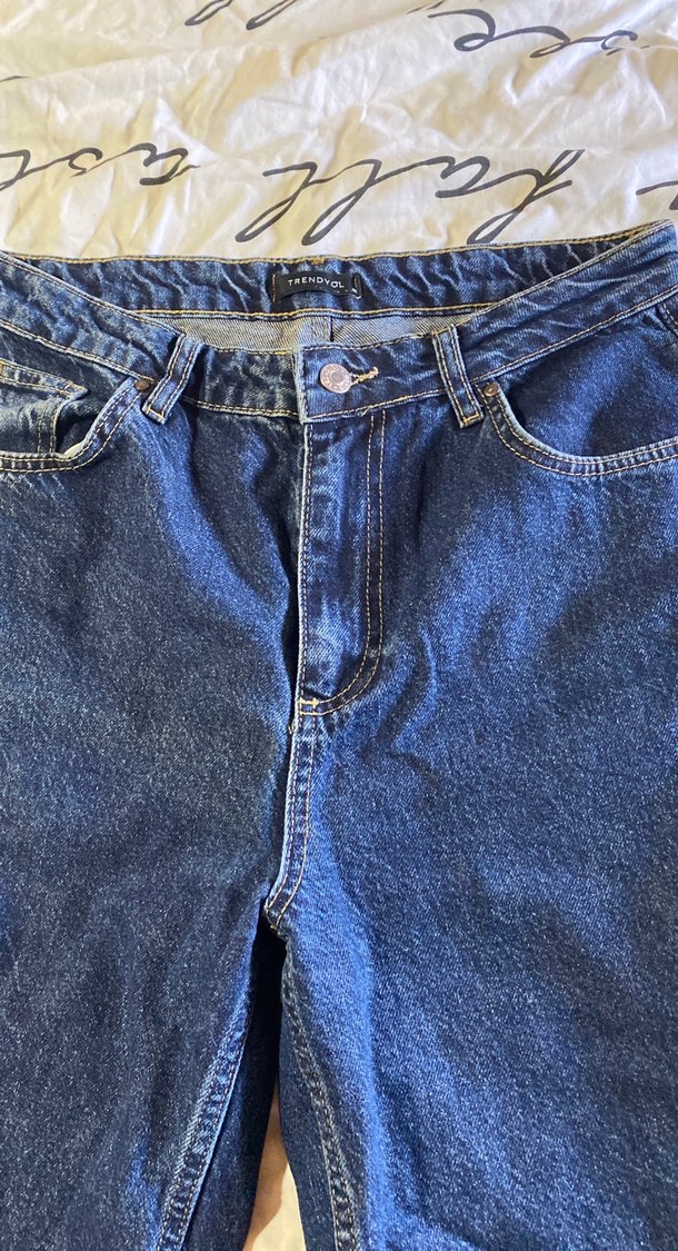 Navy Renkli Bol Kesim Kadın Denim Pantolon - Görsel 2