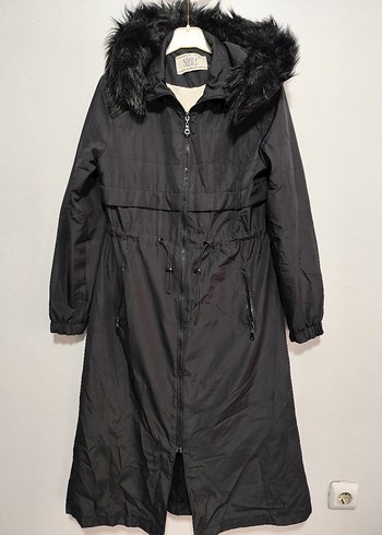 Siyah Uzun Kürklü Kadın Kışlık Mont - Görsel 2