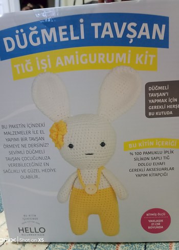 Amigurumi Sarı Düğmeli Tavşan Kit
