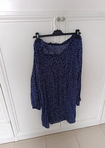 V Yaka Lacivert Desenli tunik/elbise - Görsel 2