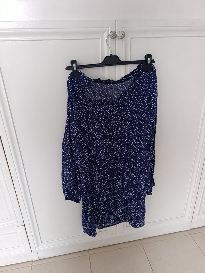 V Yaka Lacivert Desenli tunik/elbise - Görsel 2