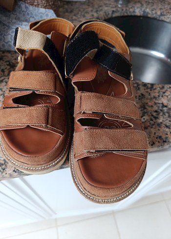 Kahverengi Süet Kadın Dolgu Topuklu Sandalet - Görsel 2