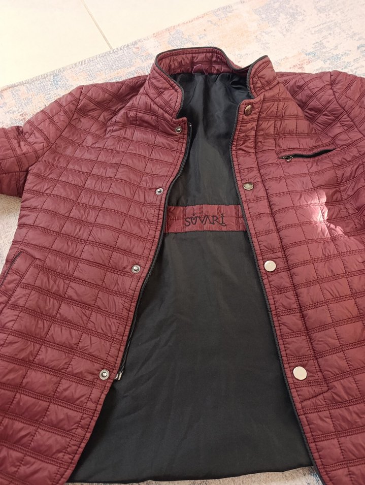 Düğmeli Bordo Erkek Günlük Mont - Görsel 2