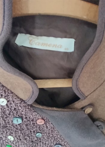 Düğmeli Nakışlı Kahverengi Kadın Midi ceket, tasarım - Görsel 3