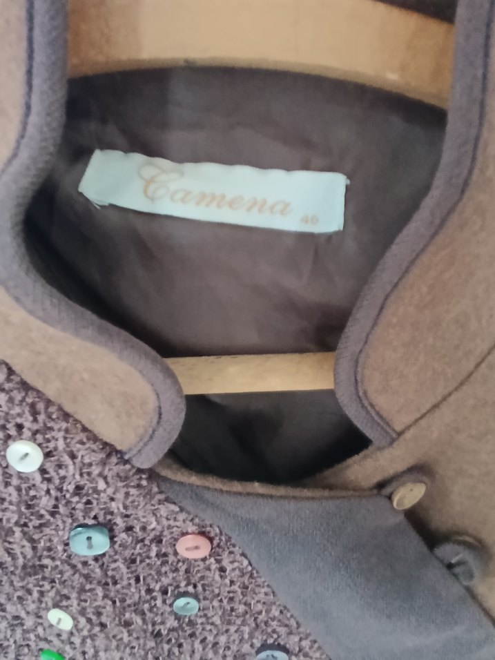 Düğmeli Nakışlı Kahverengi Kadın Midi ceket, tasarım - Görsel 3