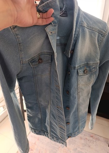 Gri Düğmeli Kadın Denim Ceket - Görsel 2