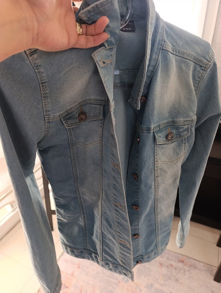Gri Düğmeli Kadın Denim Ceket - Görsel 2