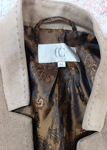 Bej Süet Uzun şık ofis ceketi - Görsel 2