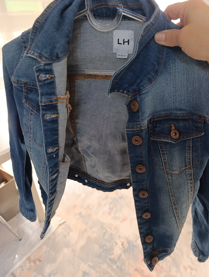 Düğmeli Mavi Kadın Denim Ceket - Görsel 4