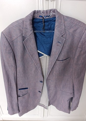 Mavi Baskılı Erkek %100 Keten - Görsel 3