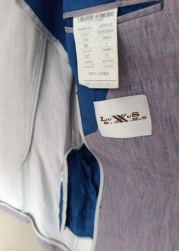 Mavi Baskılı Erkek %100 Keten - Görsel 2