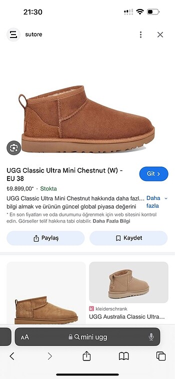 UGG MİNİ CHESTNUT