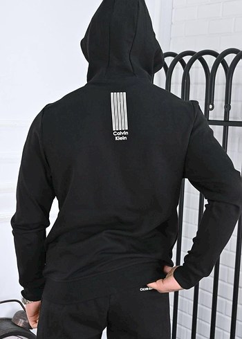 Calvin Klein Siyah Fermuarlı Erkek Eşofman Takımı - Görsel 3