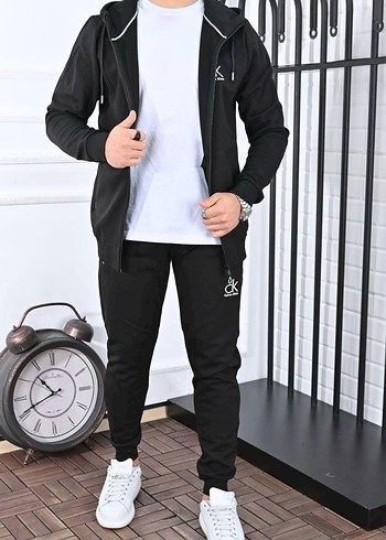 Calvin Klein Siyah Fermuarlı Erkek Eşofman Takımı - Görsel 2