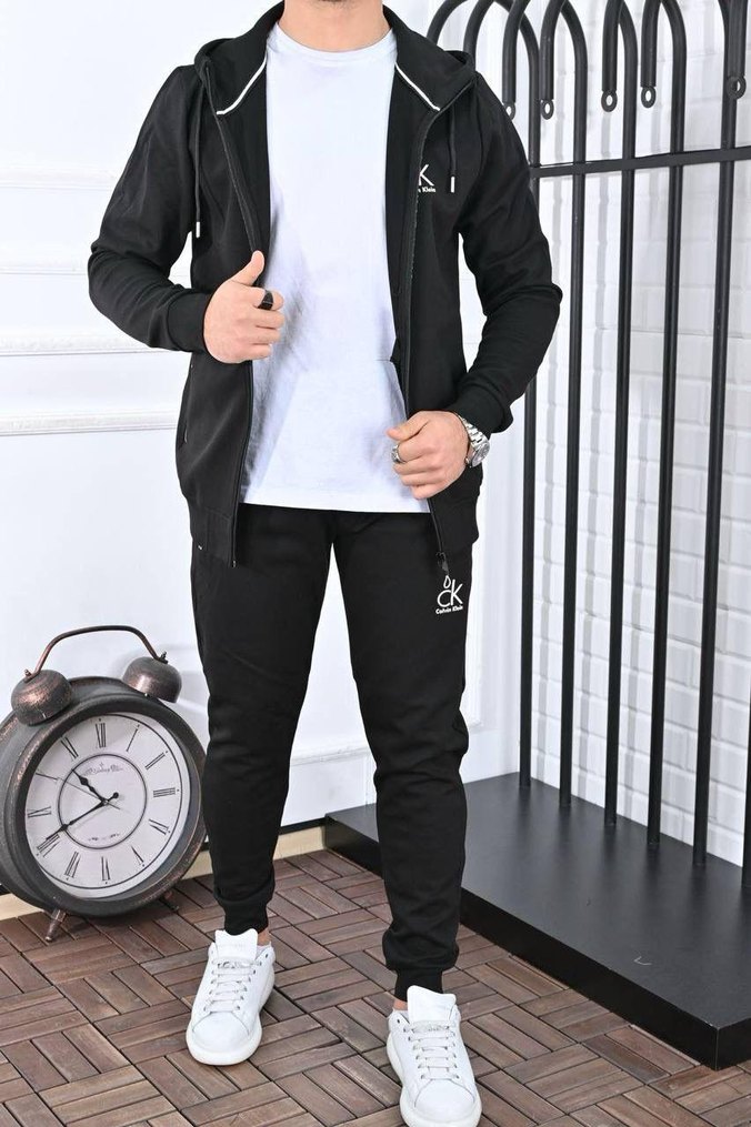 Calvin Klein Siyah Fermuarlı Erkek Eşofman Takımı - Görsel 2