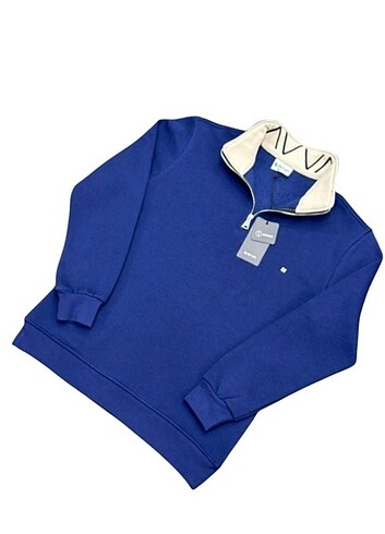 EFSANE LACİVERT YARIM FERMUAR SWEATSHIRT..