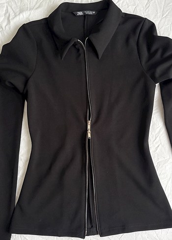 Zara belden oturtmalı Fermuarlı Siyah Kadın ceket