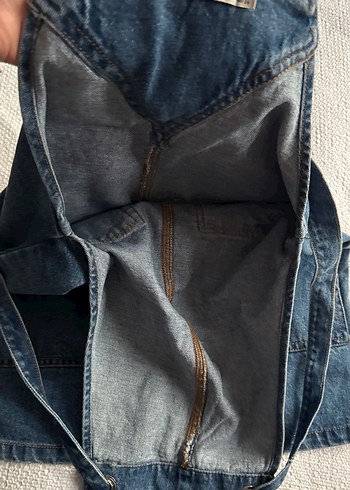 Kadın Mavi Kot Midi Askılı Tulum - Görsel 7