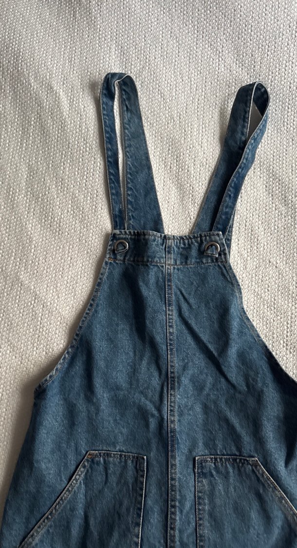 Kadın Mavi Kot Midi Askılı Tulum - Görsel 3