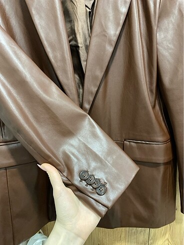 l Beden Deri blazer ceket