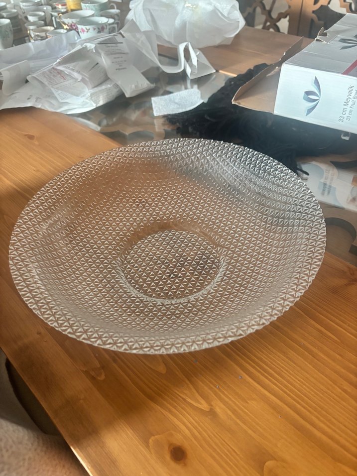 Şeffaf Desenli Cam Tabak - Görsel 4