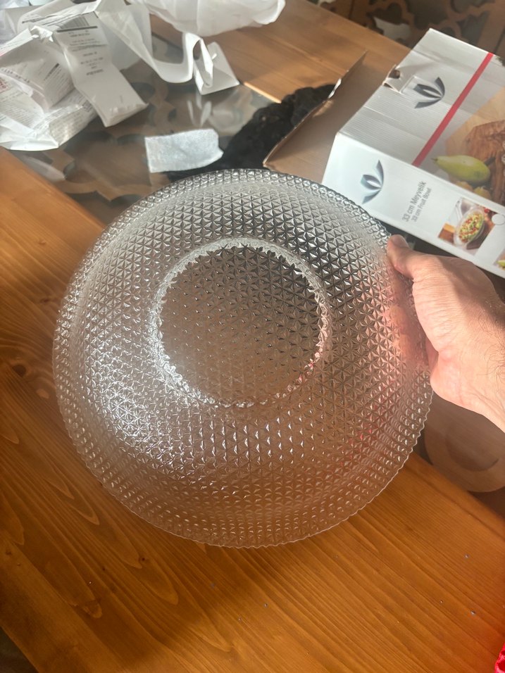 Şeffaf Desenli Cam Tabak - Görsel 2