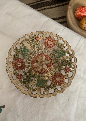 Çiçek Desenli Renkli Dekoratif Tabak