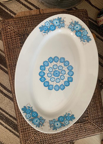 Beden Mavi Çiçek Desenli melamin Tabak