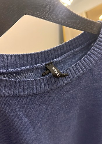 Mavi Uzun Kollu Örme Kadın Triko - Görsel 2