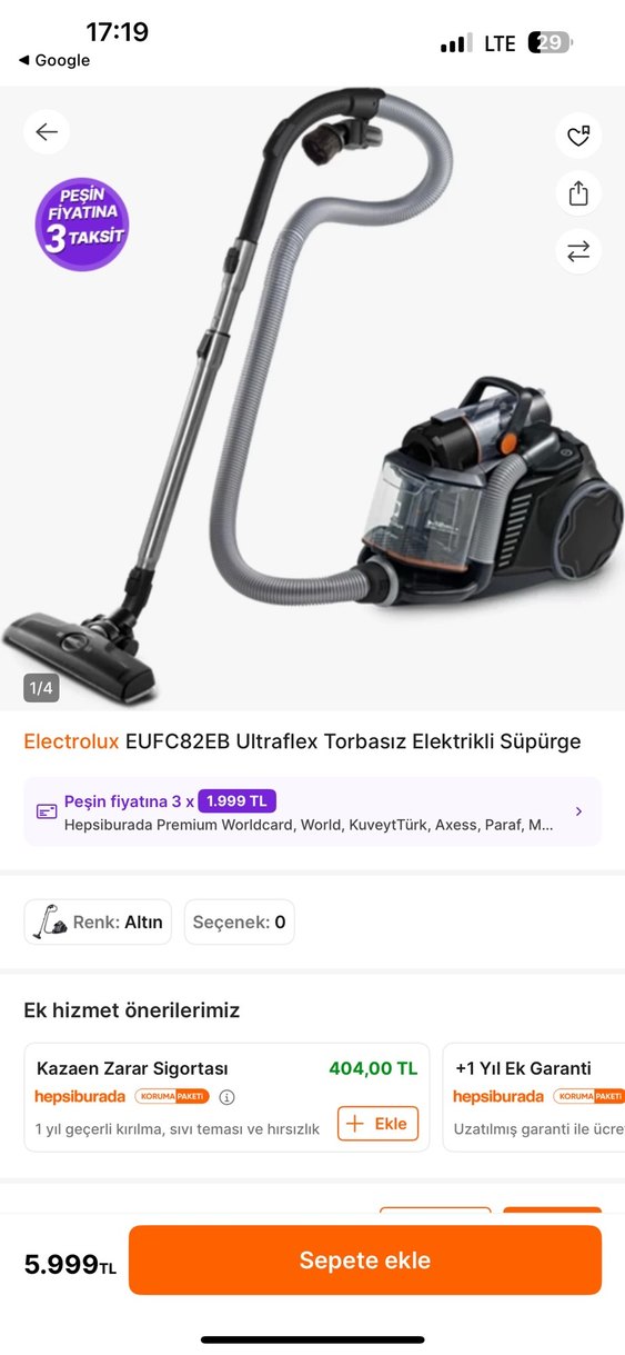 Gri Toz Torbasız Elektrikli Süpürge elektrolüx - Görsel 3