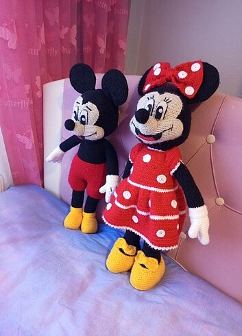 İkili Amigurumi Minnie mouse+Miki maus 