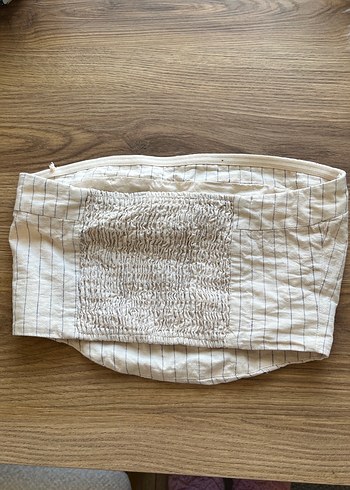 Bej Çizgili keten takım - Görsel 2