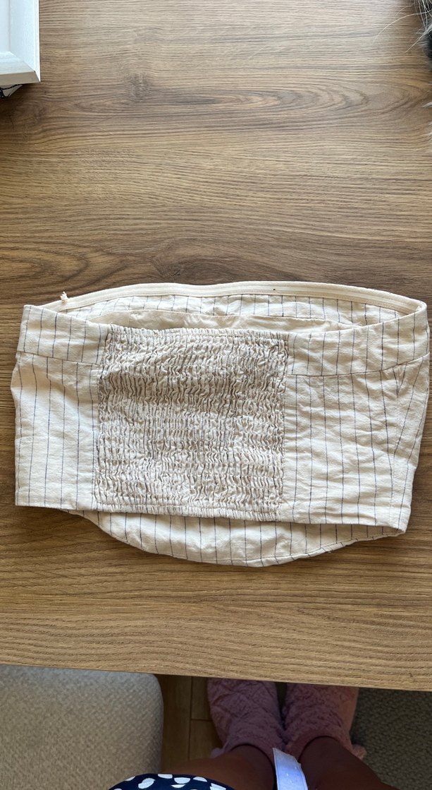 Bej Çizgili keten takım - Görsel 2